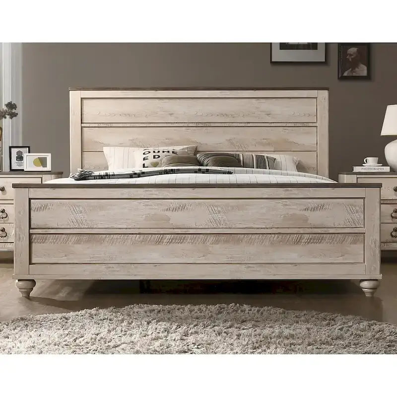 White-wash Contemporary King 5-Piece Bedroom Set
