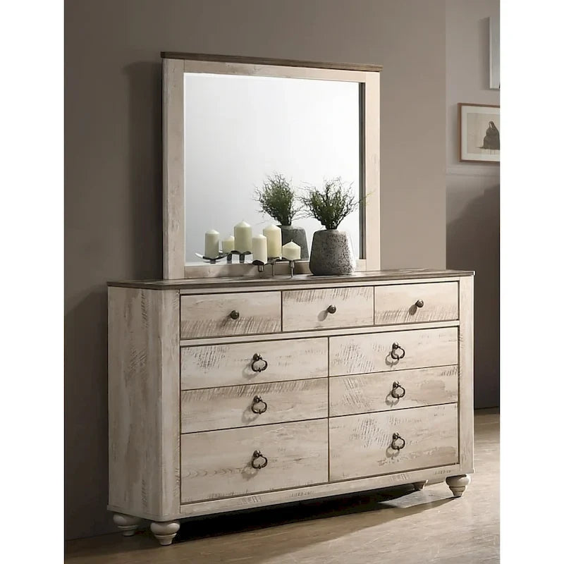 White-wash Contemporary King 5-Piece Bedroom Set