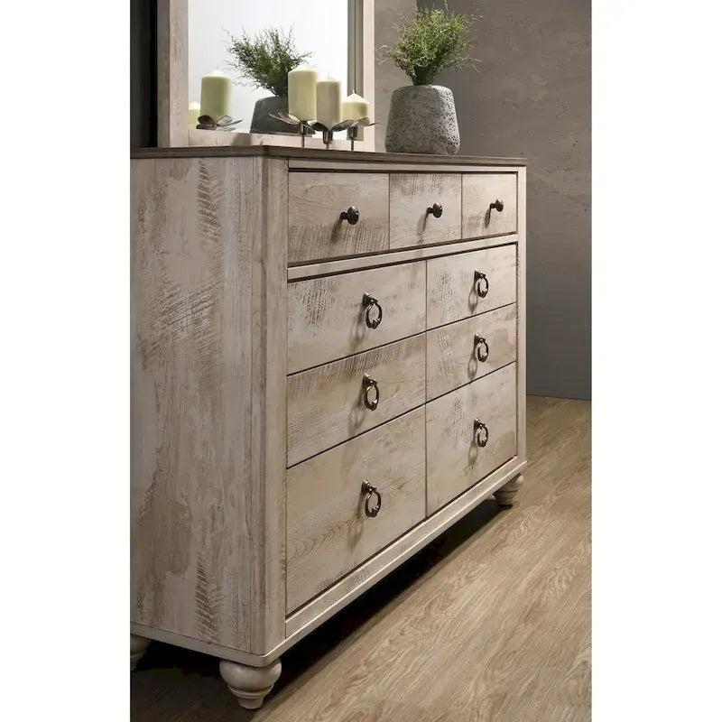 White-wash Contemporary King 5-Piece Bedroom Set