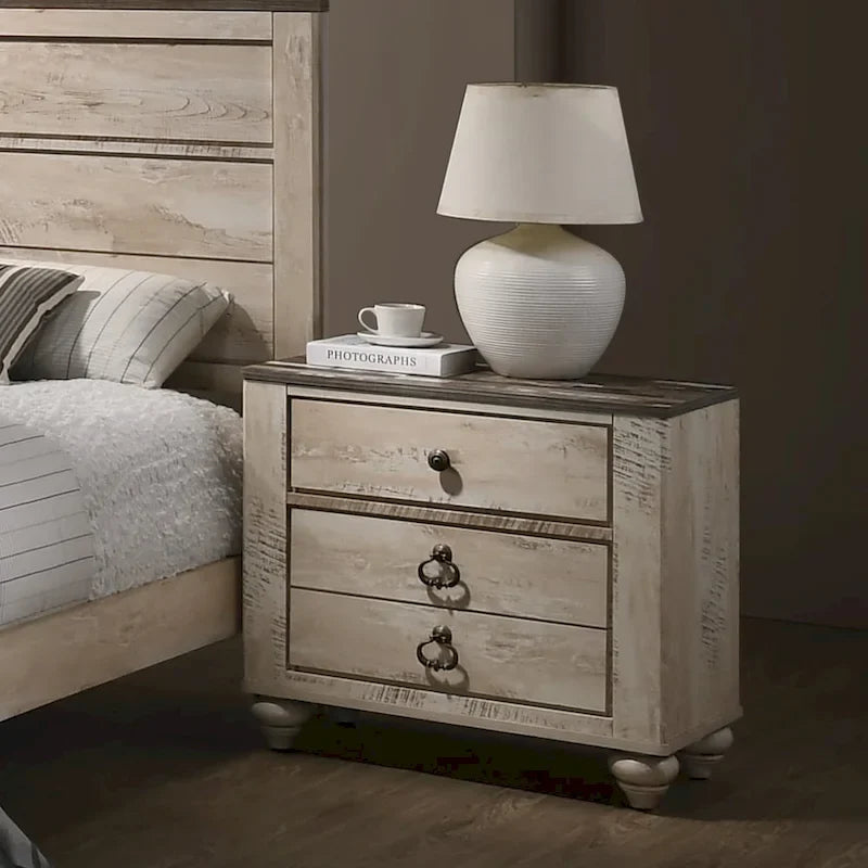 White-wash Contemporary King 5-Piece Bedroom Set