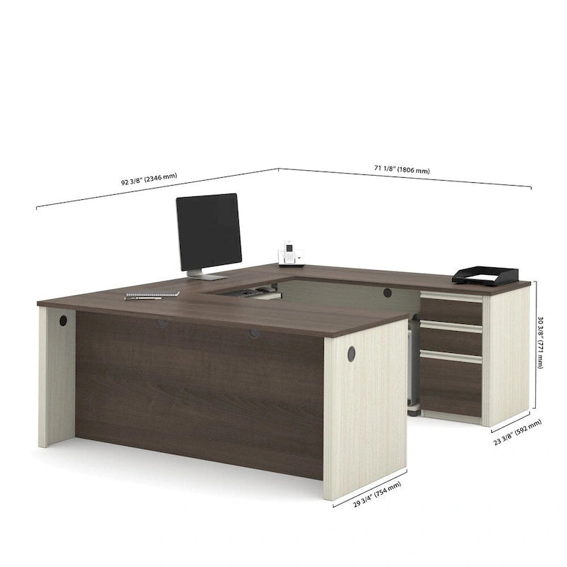 Multi-Color U-Shaped Workstation Desk with Pedestal, 1-Person