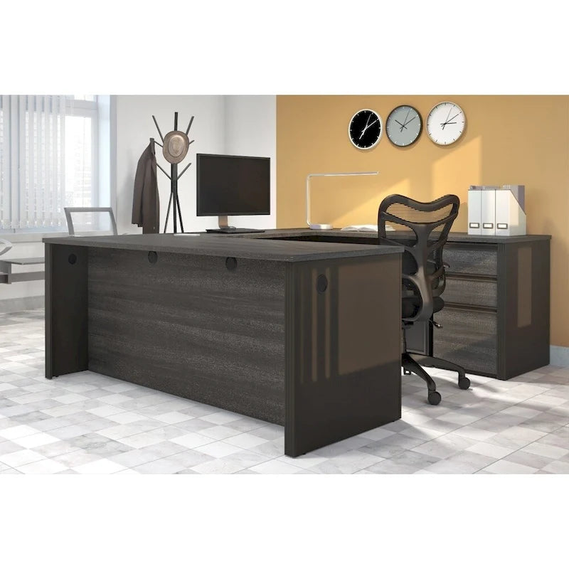 Multi-Color U-Shaped Workstation Desk with Pedestal, 1-Person