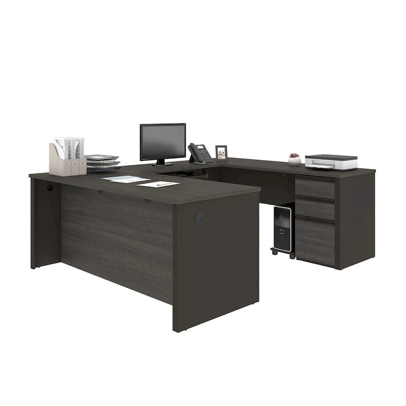 Multi-Color U-Shaped Workstation Desk with Pedestal, 1-Person