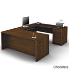 Multi-Color U-Shaped Workstation Desk with Pedestal, 1-Person
