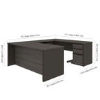 Multi-Color U-Shaped Workstation Desk with Pedestal, 1-Person