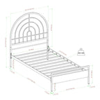 Black / White Metal Arch Twin Bed Frame, Mid-Century Style, Single