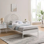 Black / White Metal Arch Twin Bed Frame, Mid-Century Style, Single