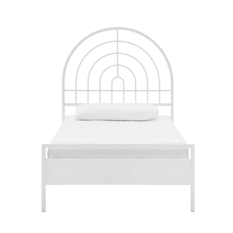 Black / White Metal Arch Twin Bed Frame, Mid-Century Style, Single