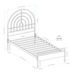 Black / White Metal Arch Twin Bed Frame, Mid-Century Style, Single