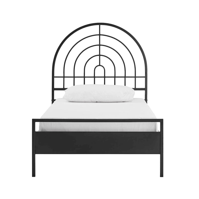 Black / White Metal Arch Twin Bed Frame, Mid-Century Style, Single