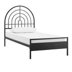 Black / White Metal Arch Twin Bed Frame, Mid-Century Style, Single