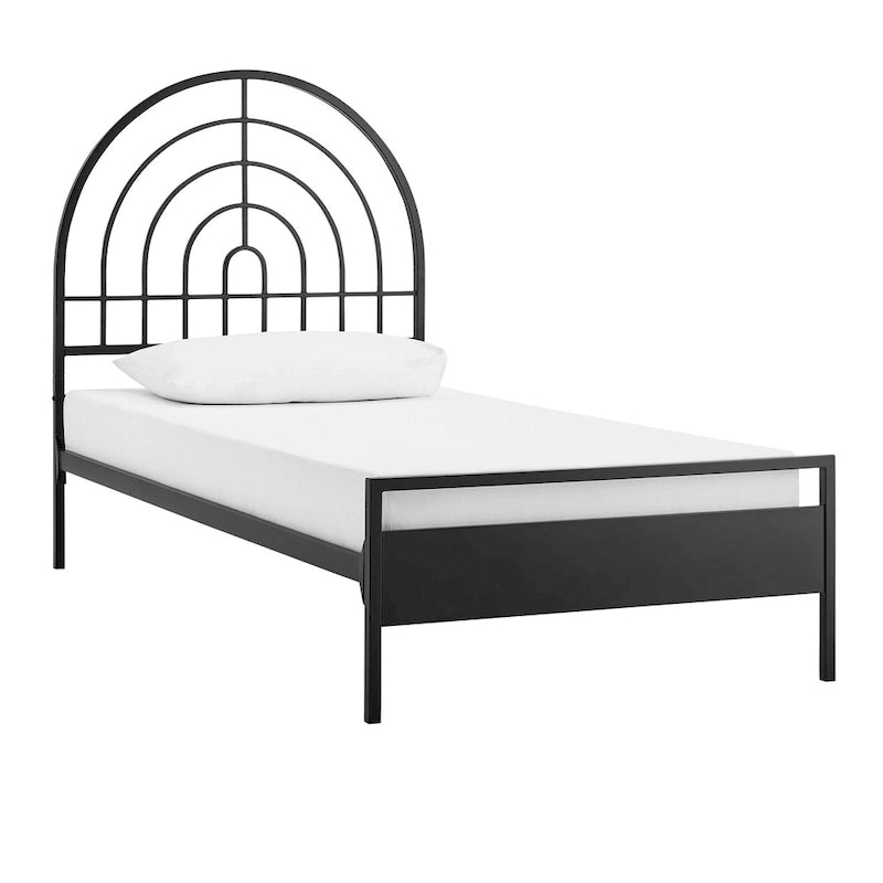 Black / White Metal Arch Twin Bed Frame, Mid-Century Style, Single