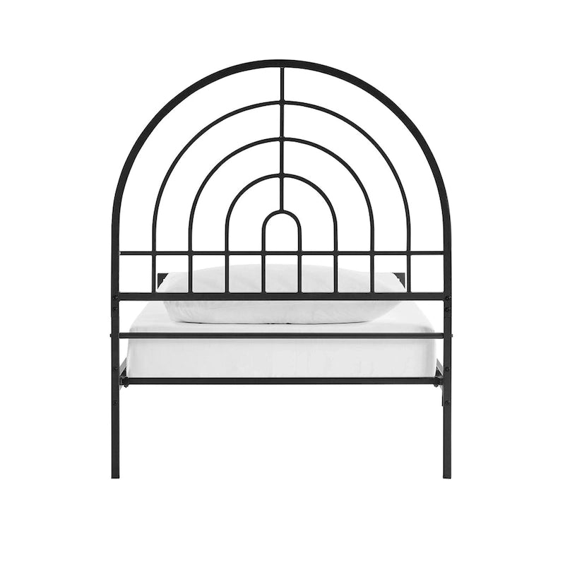 Black / White Metal Arch Twin Bed Frame, Mid-Century Style, Single