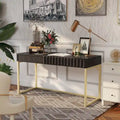Walnut / Blue / Antique White Art Deco Lift-Top Standing Desk, 1-Person
