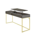 Walnut / Blue / Antique White Art Deco Lift-Top Standing Desk, 1-Person