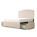 Ivory/Grey Upholstered Platform Storage Bed with 2 Drawers – Queen/King