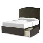 Ivory/Grey Upholstered Platform Storage Bed with 2 Drawers – Queen/King