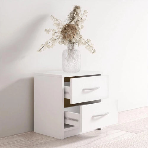 2-Door Nightstand, Black / White, Matte Finish, Single