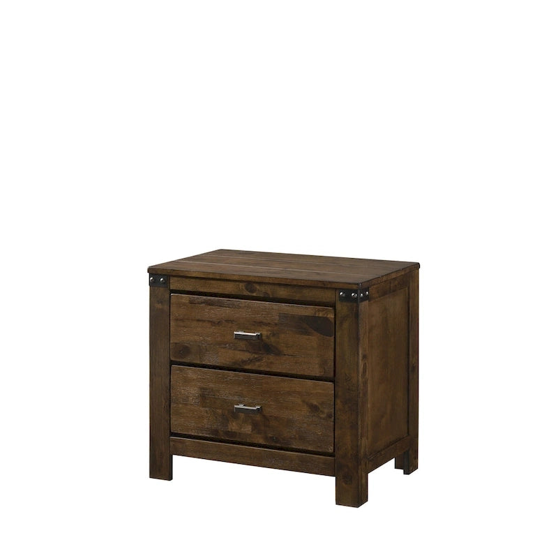 Brown Rustic Wood Panel 5-Piece Bedroom Set, Queen/King