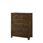 Brown Rustic Wood Panel 5-Piece Bedroom Set, Queen/King