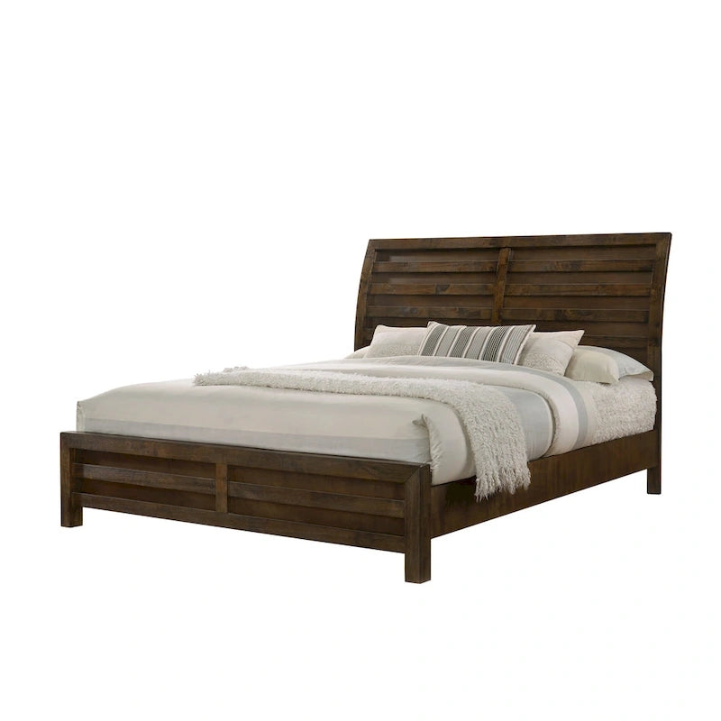 Brown Rustic Wood Panel 5-Piece Bedroom Set, Queen/King