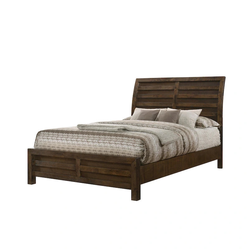 Brown Rustic Wood Panel 5-Piece Bedroom Set, Queen/King