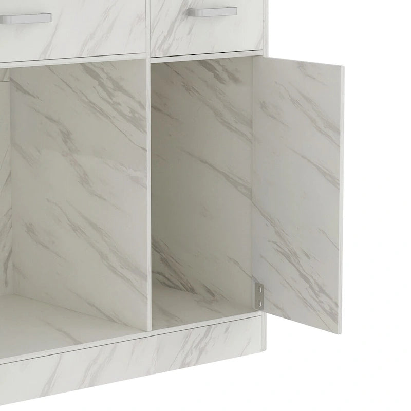 White 3-Drawer Reception Desk, Modern Style, Single-User