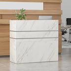 White 3-Drawer Reception Desk, Modern Style, Single-User