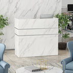 White 3-Drawer Reception Desk, Modern Style, Single-User
