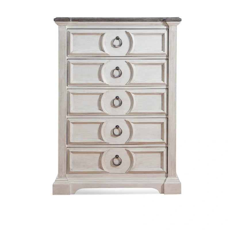 Antique White 6-Piece King Bedroom Set, Farmhouse Style