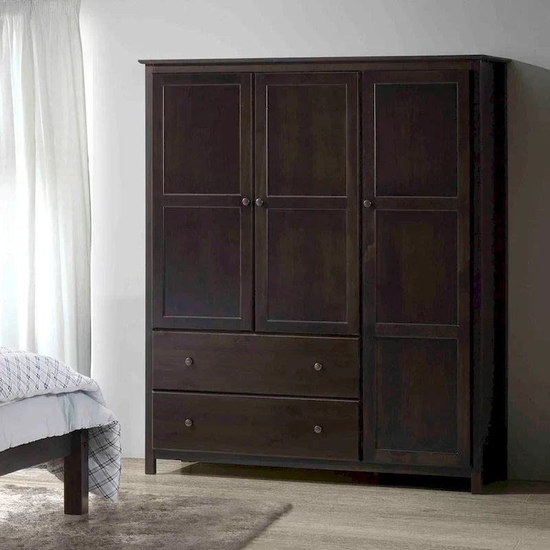 Grain Wood Furniture Shaker Wood 3-door Armoire - 60x72x22