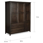 Shaker-Style 3-Door Wood Armoire, Espresso/Walnut/Cherry, 1-Person