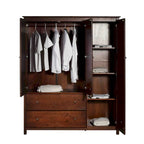 Shaker-Style 3-Door Wood Armoire, Espresso/Walnut/Cherry, 1-Person