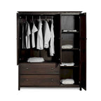 Shaker-Style 3-Door Wood Armoire, Espresso/Walnut/Cherry, 1-Person