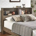 Grey / White / Cherry Bookcase Queen Platform Bed with USB Ports – 1-Person