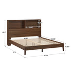 Grey / White / Cherry Bookcase Queen Platform Bed with USB Ports – 1-Person