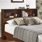 Grey / White / Cherry Bookcase Queen Platform Bed with USB Ports – 1-Person