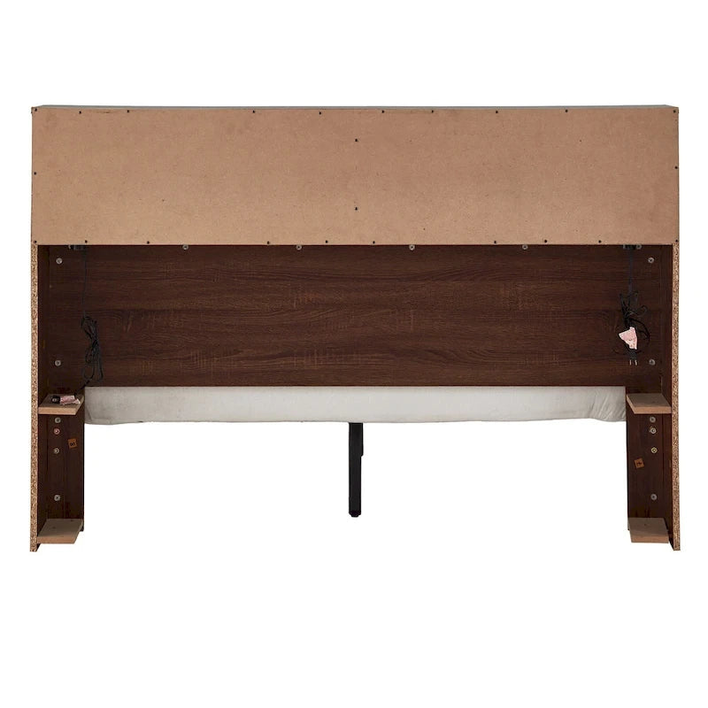Grey / White / Cherry Bookcase Queen Platform Bed with USB Ports – 1-Person