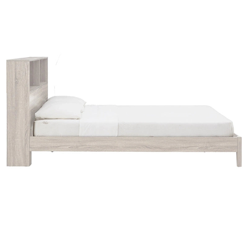 Grey / White / Cherry Bookcase Queen Platform Bed with USB Ports – 1-Person