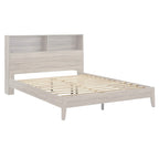 Grey / White / Cherry Bookcase Queen Platform Bed with USB Ports – 1-Person
