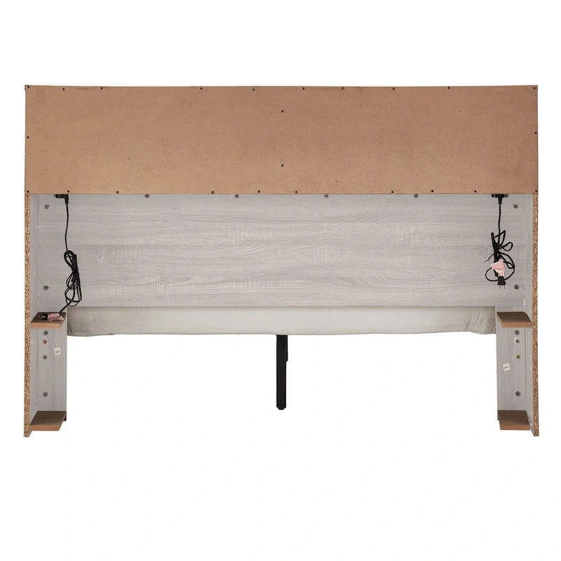 Grey / White / Cherry Bookcase Queen Platform Bed with USB Ports – 1-Person