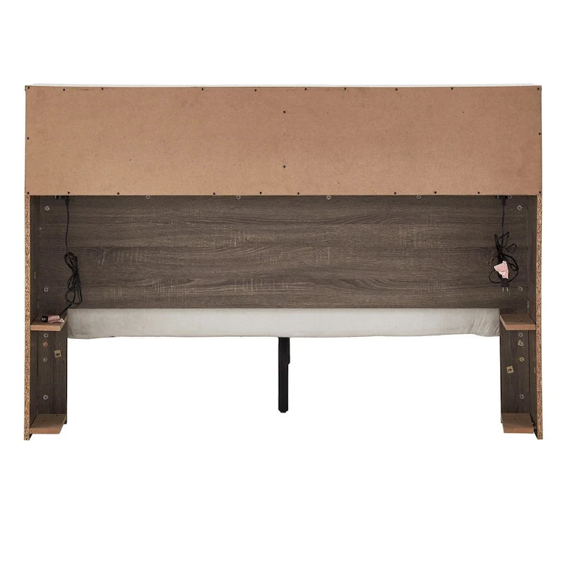 Grey / White / Cherry Bookcase Queen Platform Bed with USB Ports – 1-Person