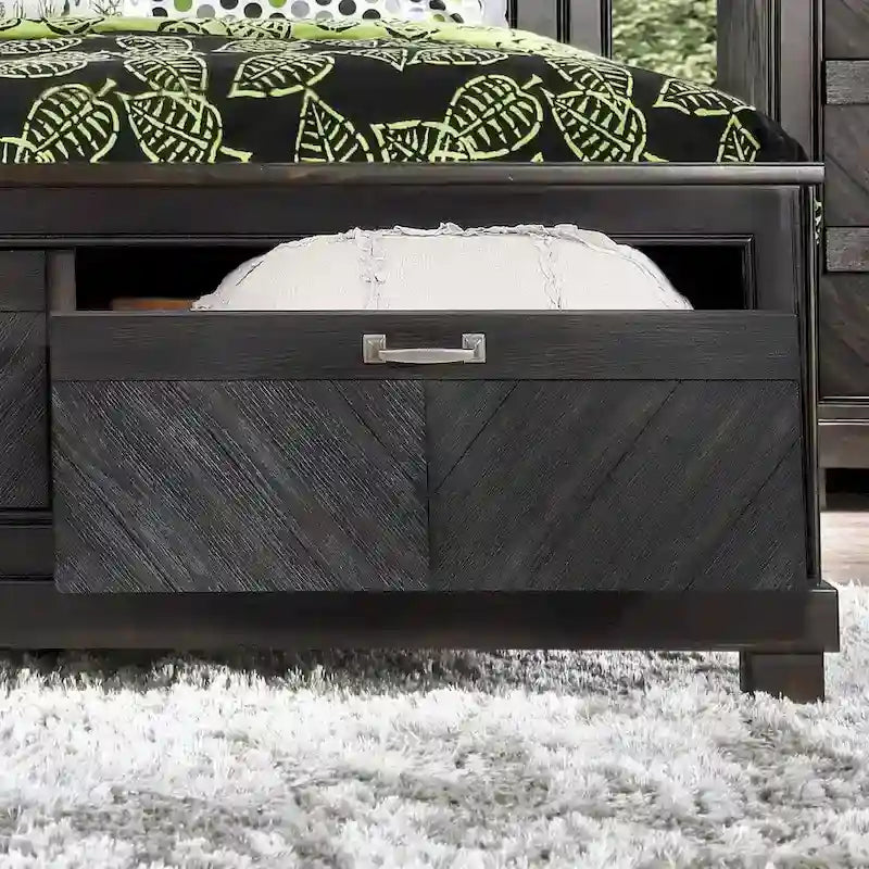Espresso Storage Platform Bed with USB Ports – 2-Drawer, Queen/King/Cal King