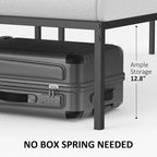 Black Metal Platform Bed Frame – Steel Slats, No Box Spring, 1–2 Person