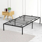 Black Metal Platform Bed Frame – Steel Slats, No Box Spring, 1–2 Person