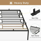 Black Metal Platform Bed Frame – Steel Slats, No Box Spring, 1–2 Person