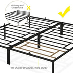 Black Metal Platform Bed Frame – Steel Slats, No Box Spring, 1–2 Person