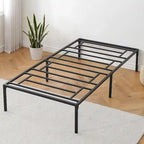 Black Metal Platform Bed Frame – Steel Slats, No Box Spring, 1–2 Person