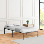 Black Metal Platform Bed Frame – Steel Slats, No Box Spring, 1–2 Person