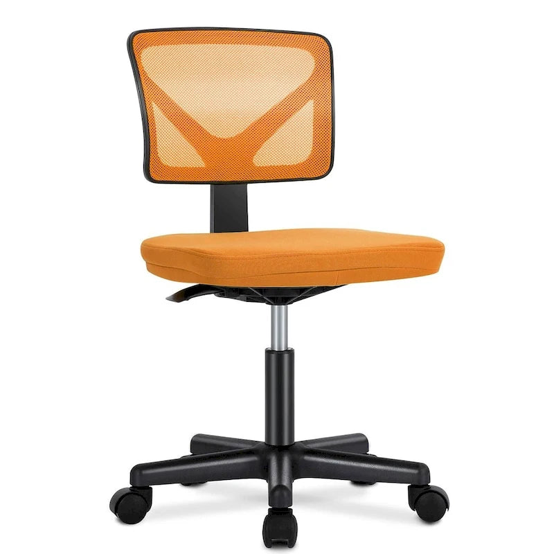 Green / Orange / Blue / Grey / Black / Pink Armless Swivel Desk Chair with Back Support – Single